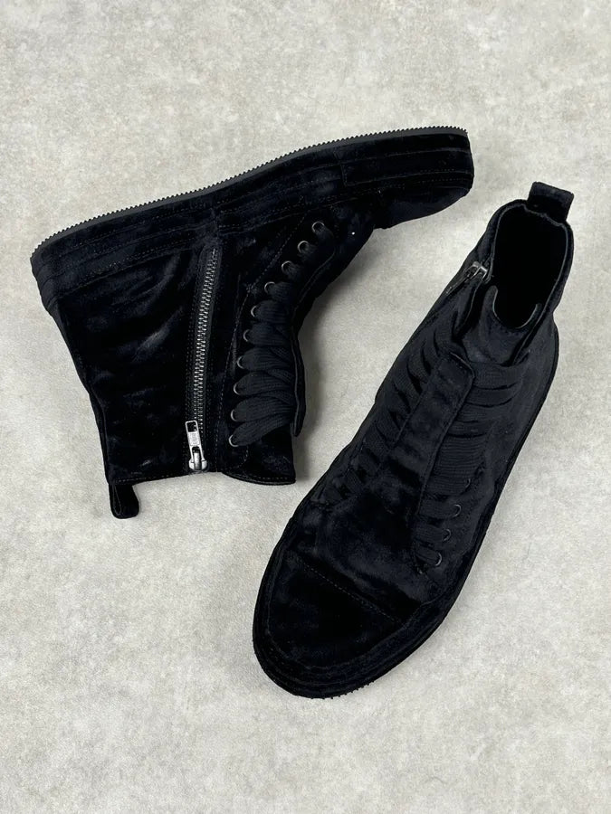 Ann Demeulemeester Black Velvet High-Top Sneakers LUsMDKO 7