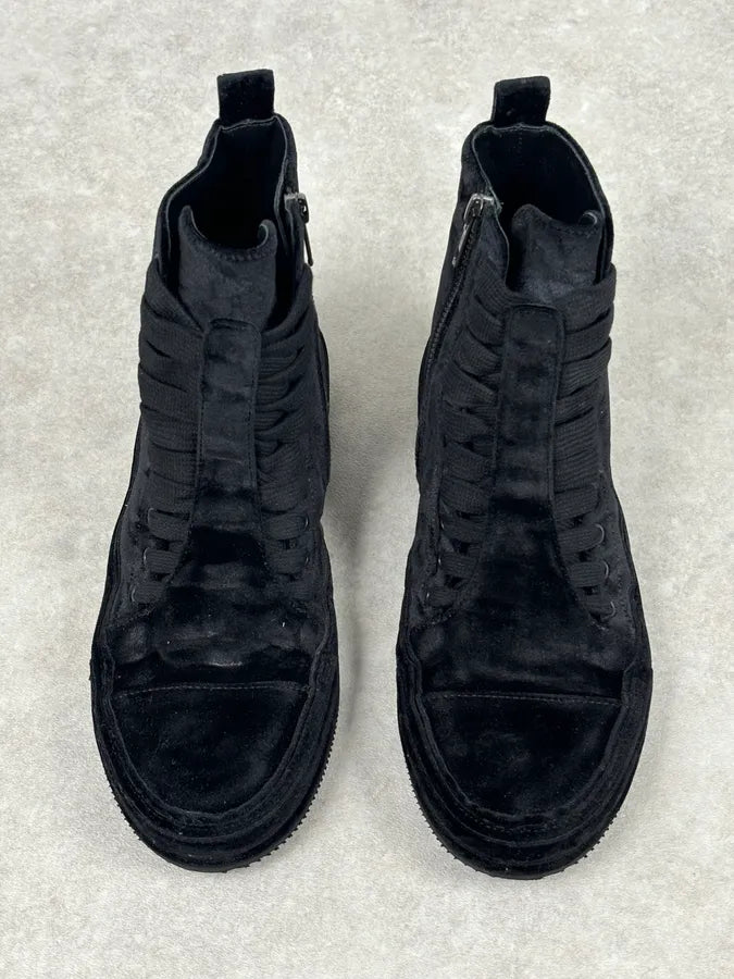 Ann Demeulemeester Black Velvet High-Top Sneakers LUsMDKO 2