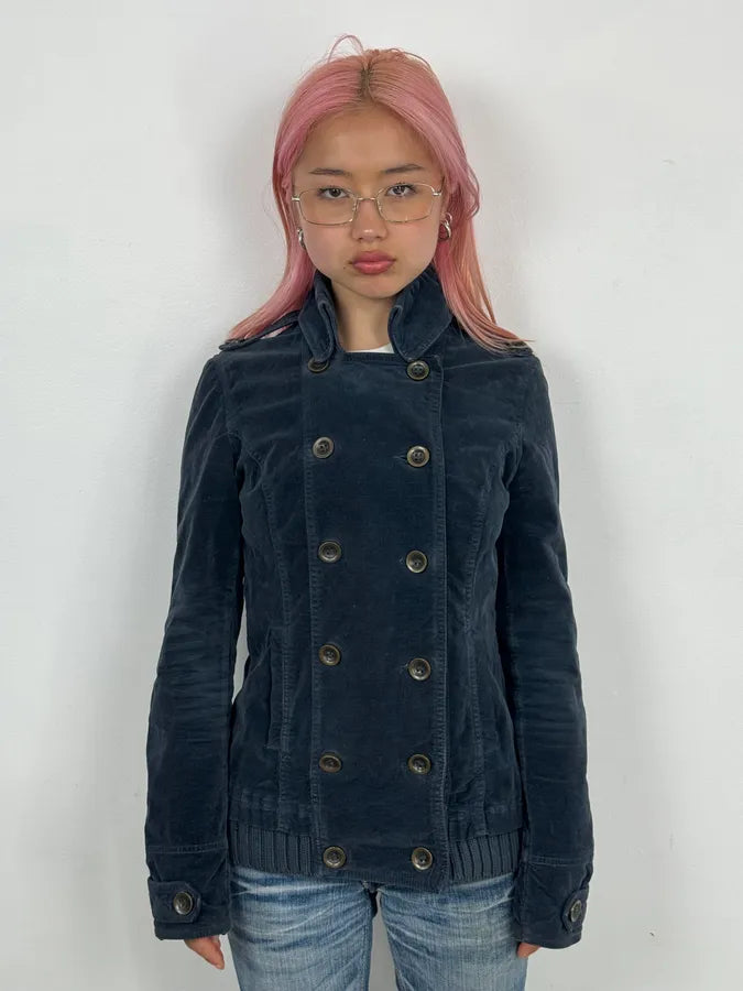 Ann Demeulemeester Cropped Double Breasted Navy Jacket  jaqTvmk 1