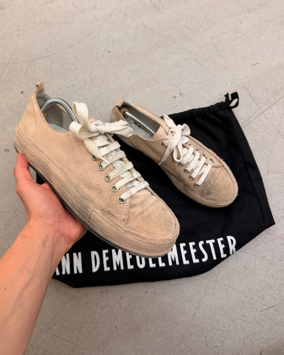 Ann Demeulemeester Faded Pink Suede Lace-Up Sneakers FBeQxIs 0