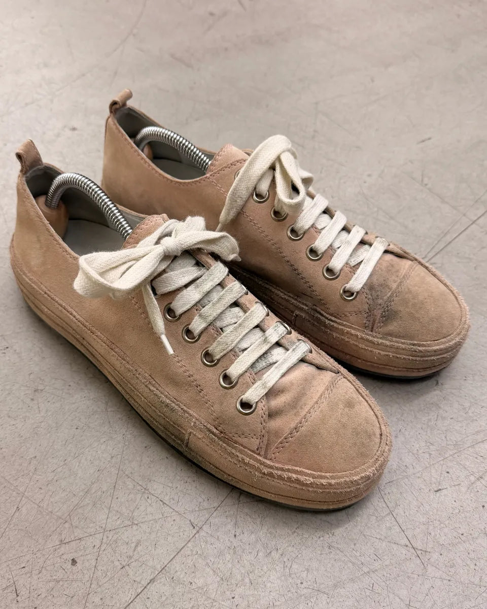 Ann Demeulemeester Faded Pink Suede Lace-Up Sneakers FBeQxIs 1