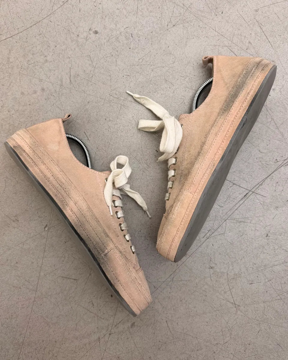Ann Demeulemeester Faded Pink Suede Lace-Up Sneakers FBeQxIs 2