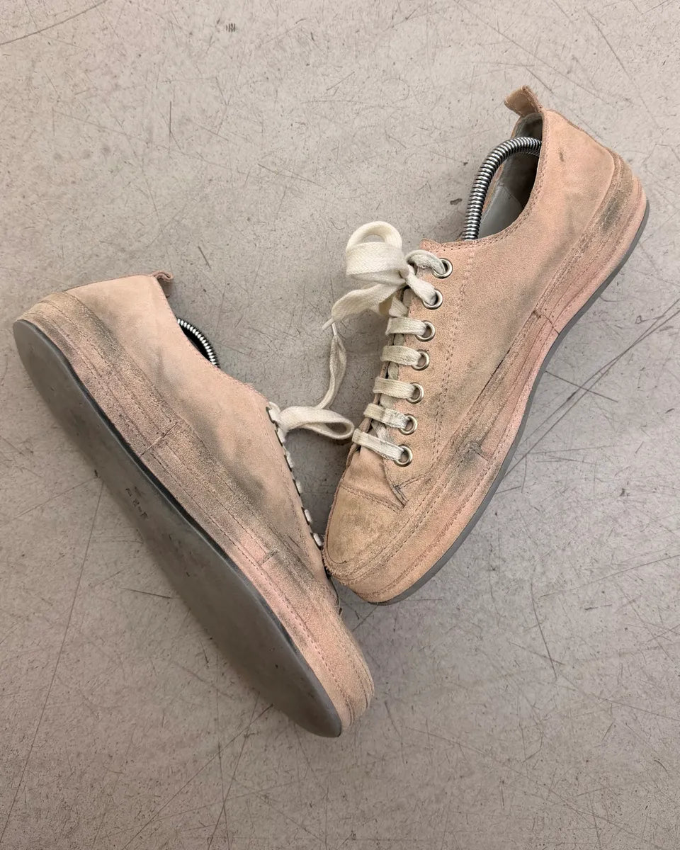 Ann Demeulemeester Faded Pink Suede Lace-Up Sneakers FBeQxIs 3