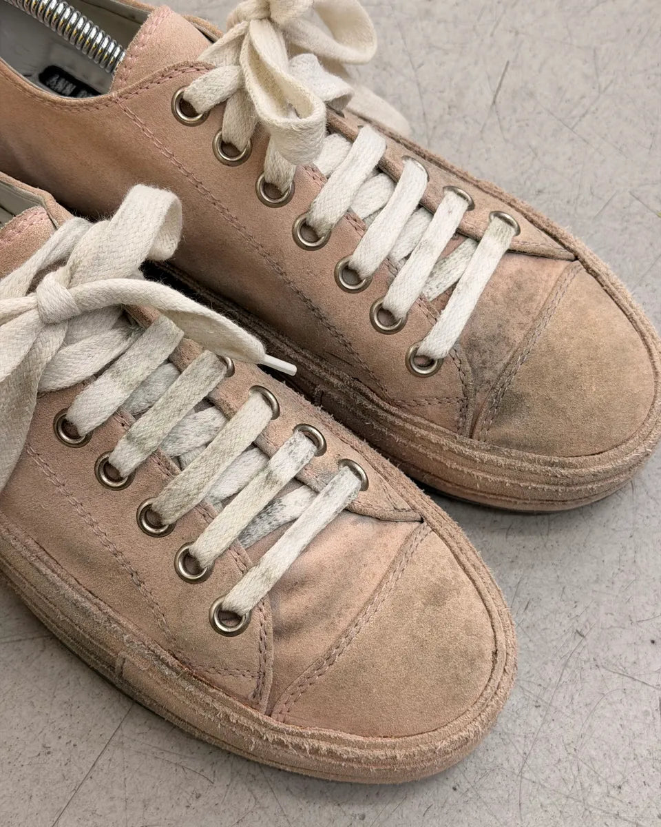 Ann Demeulemeester Faded Pink Suede Lace-Up Sneakers FBeQxIs 6