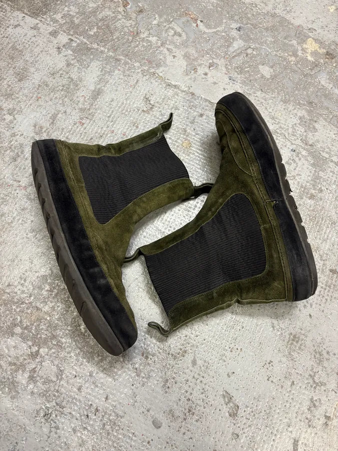 Ann Demeulemeester Khaki Green Suede Leather Boots RXrFdrD 5