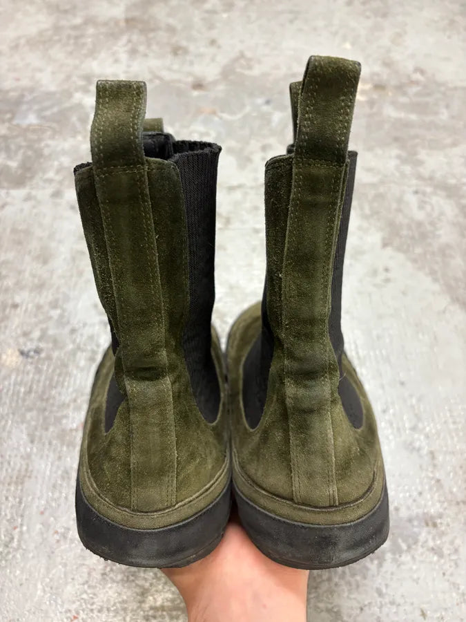 Ann Demeulemeester Khaki Green Suede Leather Boots RXrFdrD 6