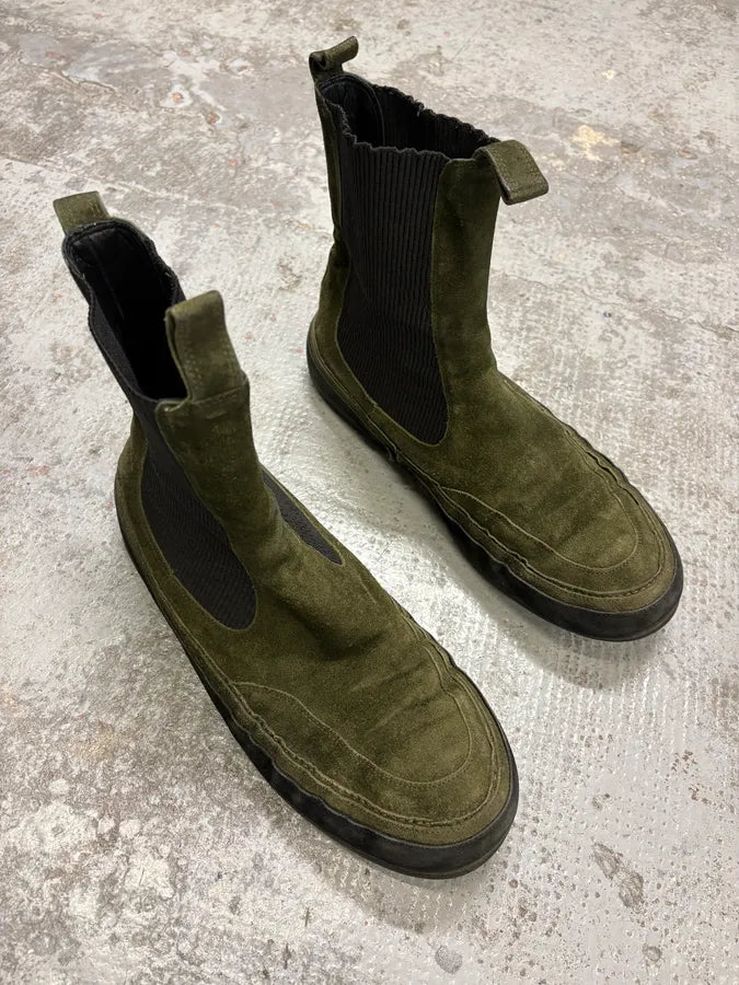 Ann Demeulemeester Khaki Green Suede Leather Boots RXrFdrD 3