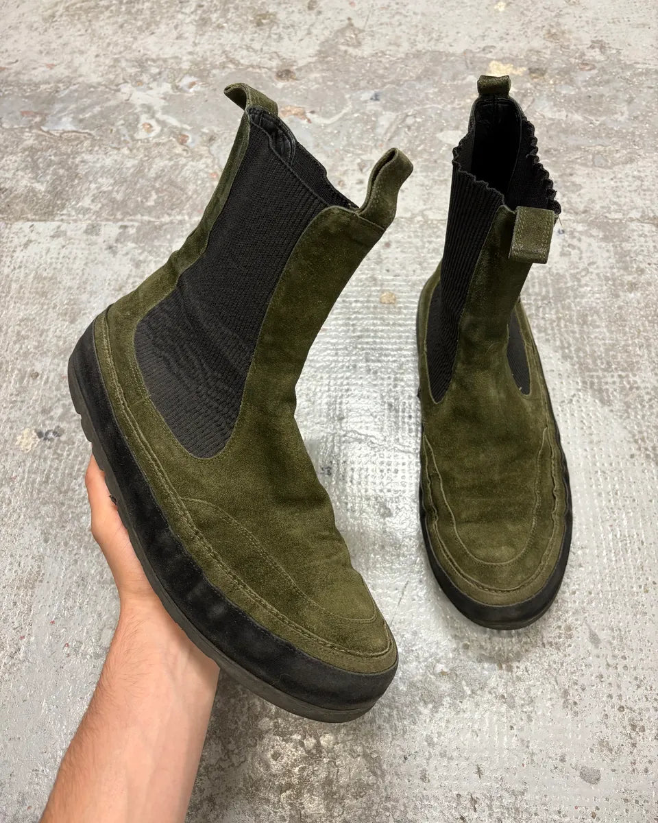 Ann Demeulemeester Khaki Green Suede Leather Boots RXrFdrD 0
