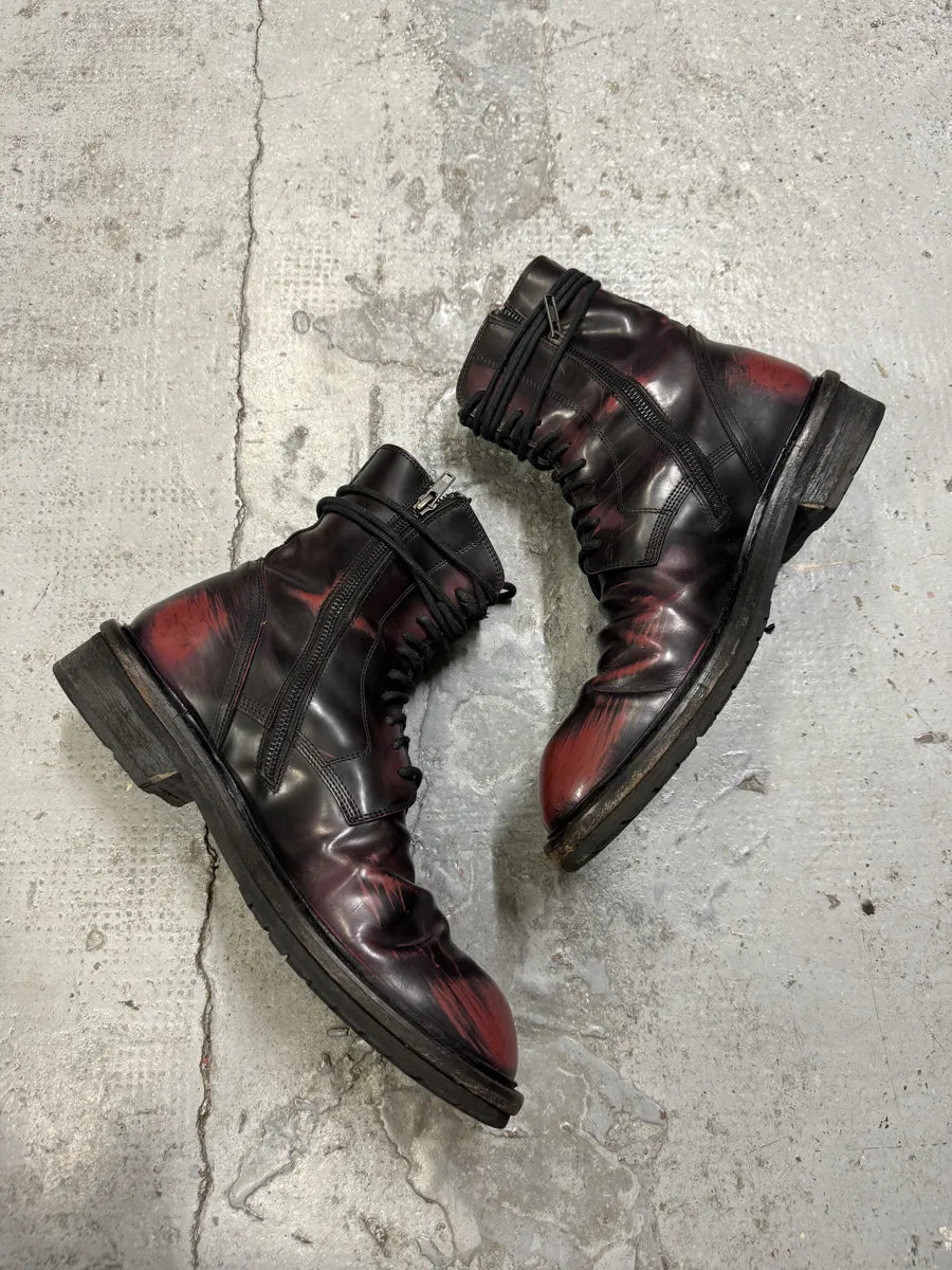 Ann Demeulemeester Purple & Black Dark Obscure Leather Boots EETGhtq 7