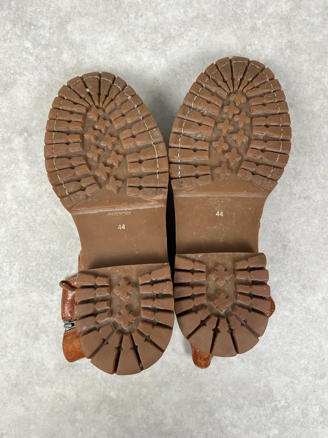 Ann Demeulemeester Brown Eroded Leather Ankle Boots FeOUNnr 6