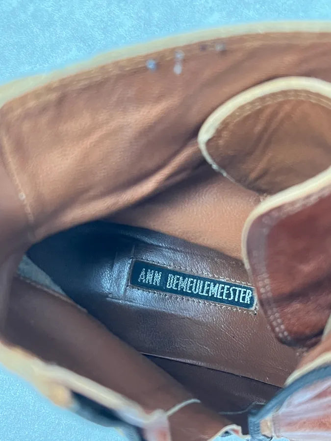 Ann Demeulemeester Brown Eroded Leather Ankle Boots FeOUNnr 7