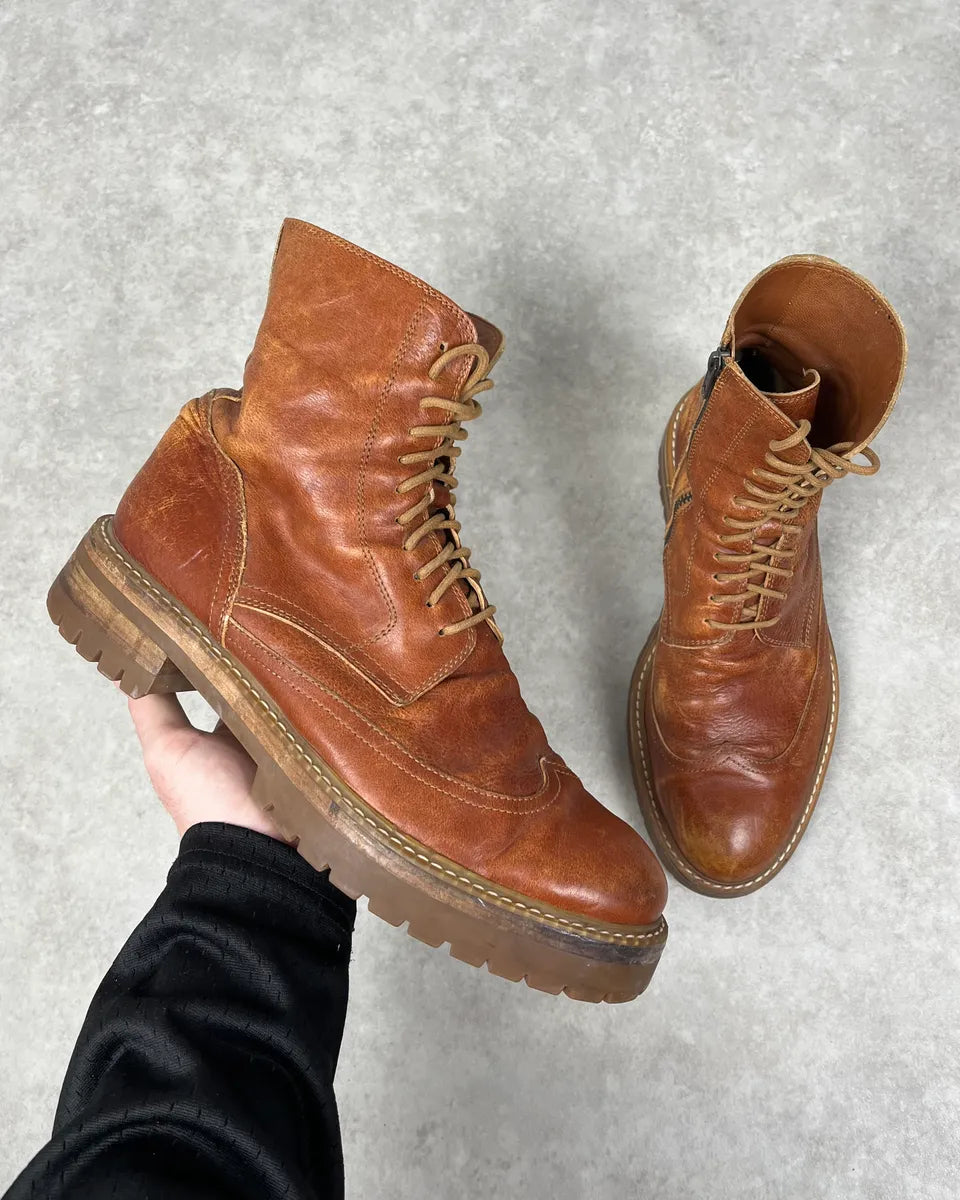 Ann Demeulemeester Brown Eroded Leather Ankle Boots FeOUNnr 0