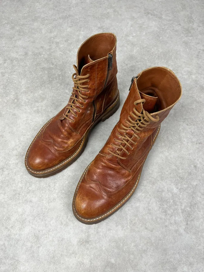 Ann Demeulemeester Brown Eroded Leather Ankle Boots FeOUNnr 3