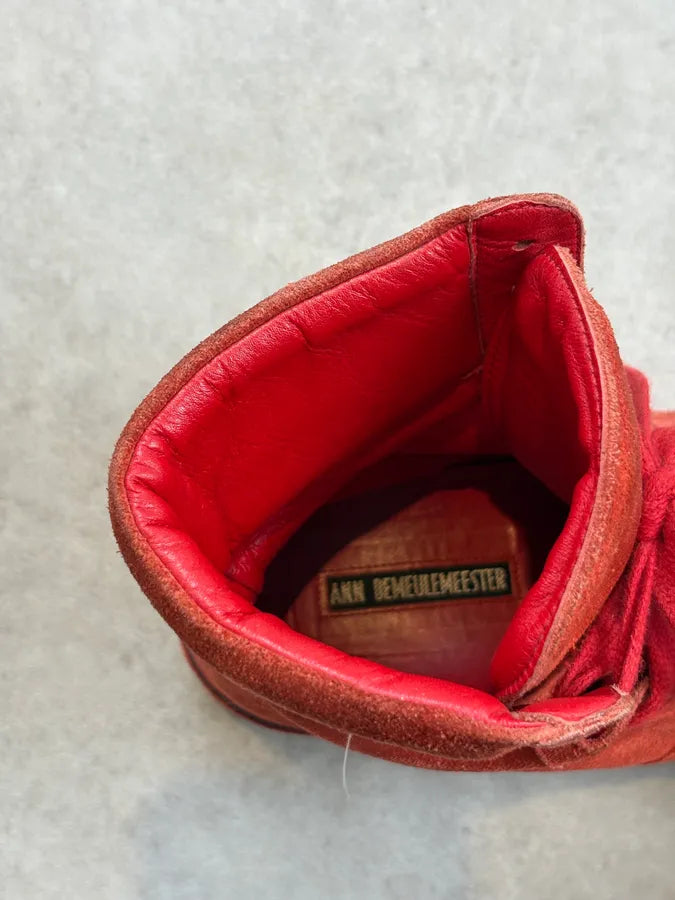 Ann Demeulemeester Red Suede High Sneakers EhYvcfu 7