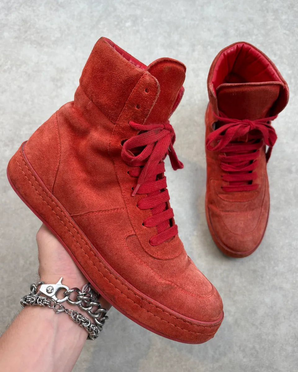Ann Demeulemeester Red Suede High Sneakers EhYvcfu 0
