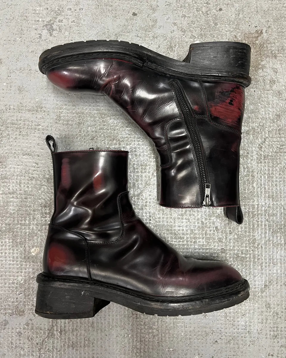 Ann Demeulmeester Archive Eroded Purple Leather Boots (42eu/us8.5) 1