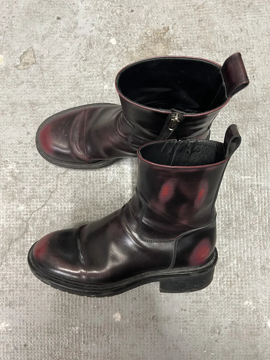 Ann Demeulmeester Archive Eroded Purple Leather Boots (42eu/us8.5) 2