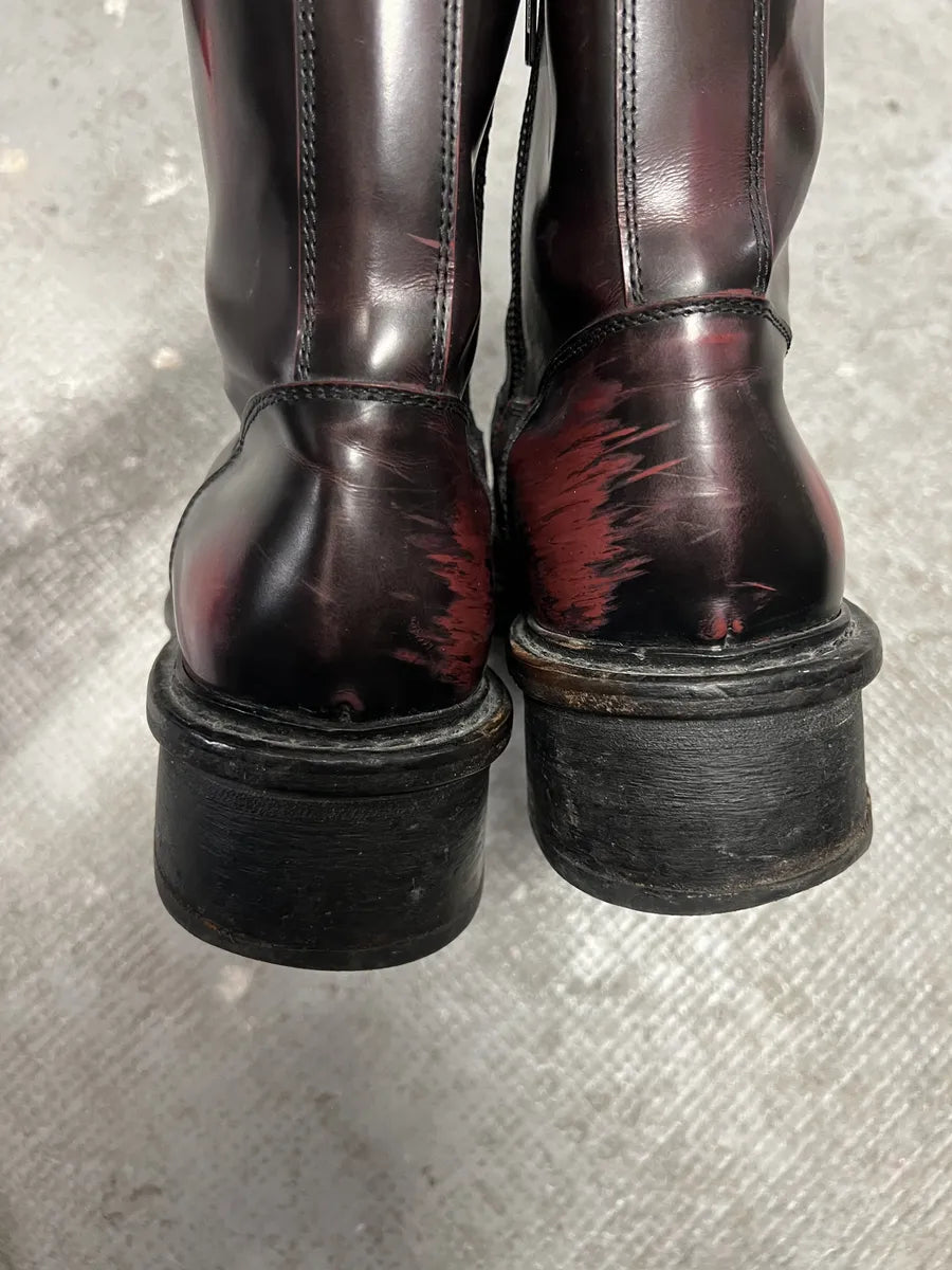 Ann Demeulmeester Archive Eroded Purple Leather Boots (42eu/us8.5) 5