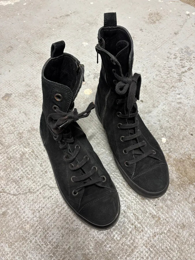 Ann Demeulmeester Black Combat High Boxing Suede Shoes zvpcfKh 3