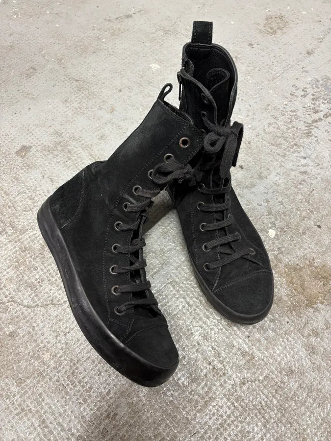 Ann Demeulmeester Black Combat High Boxing Suede Shoes zvpcfKh 4