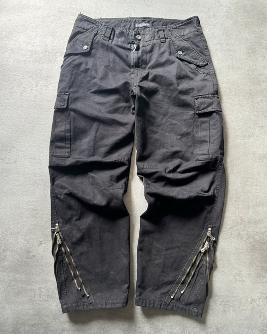 AW2002 Dolce & Gabbana Multi Zips Cargo Black Pants  (L) - 1