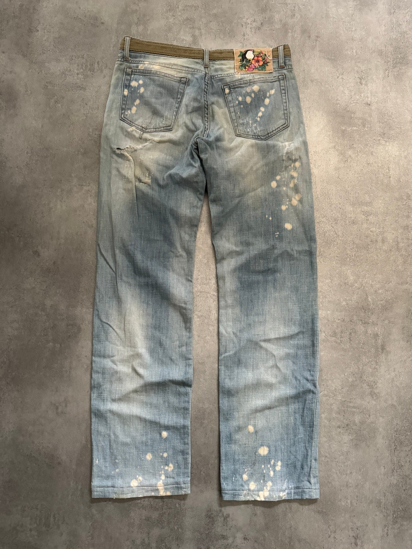 SS2006 Cavalli Painted Distressed Relaxed Royal Denim Jeans  (S) - 2