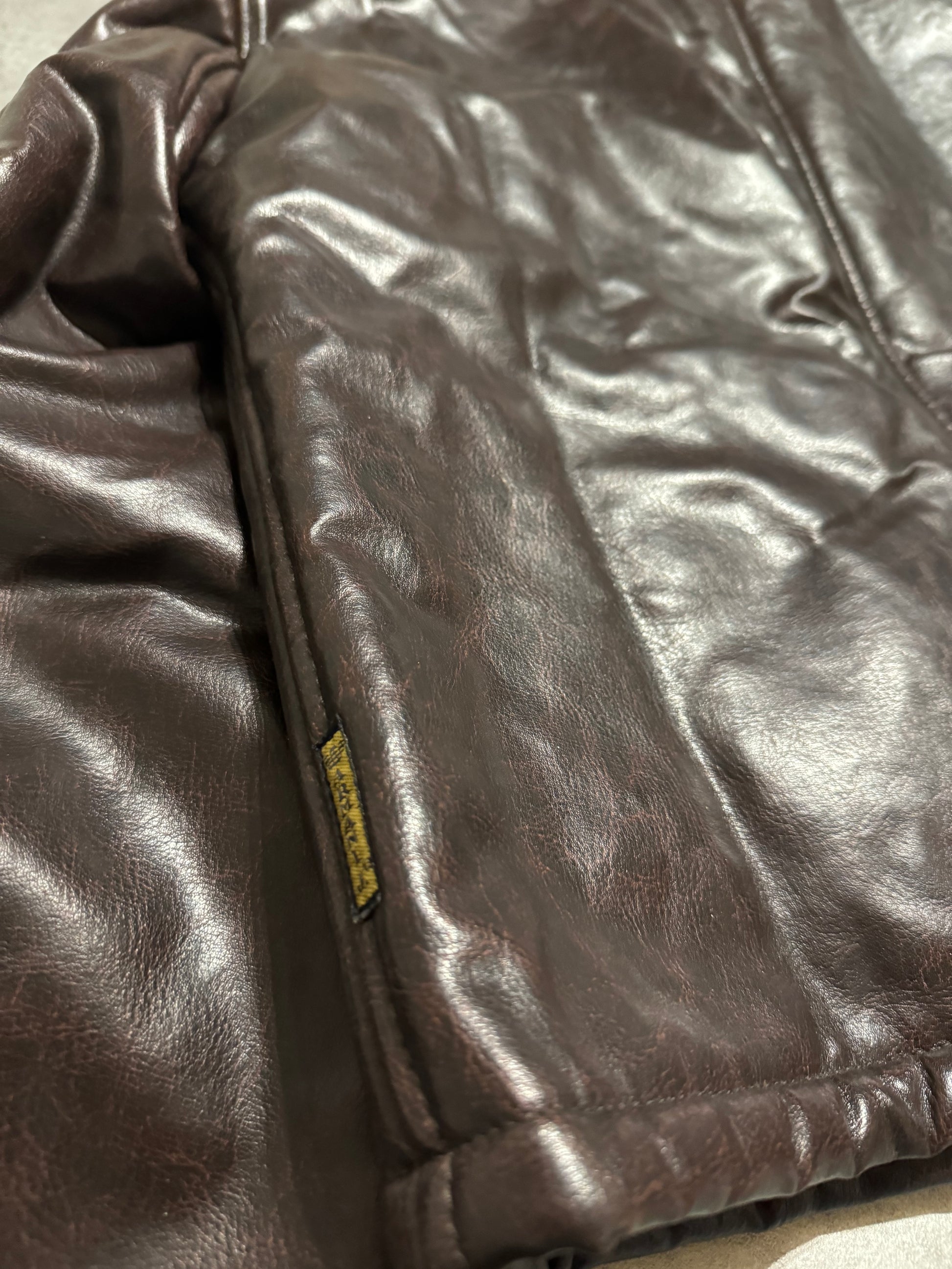 2000s Armani Brut Brown Robust Biker Leather Jacket (M) - 6