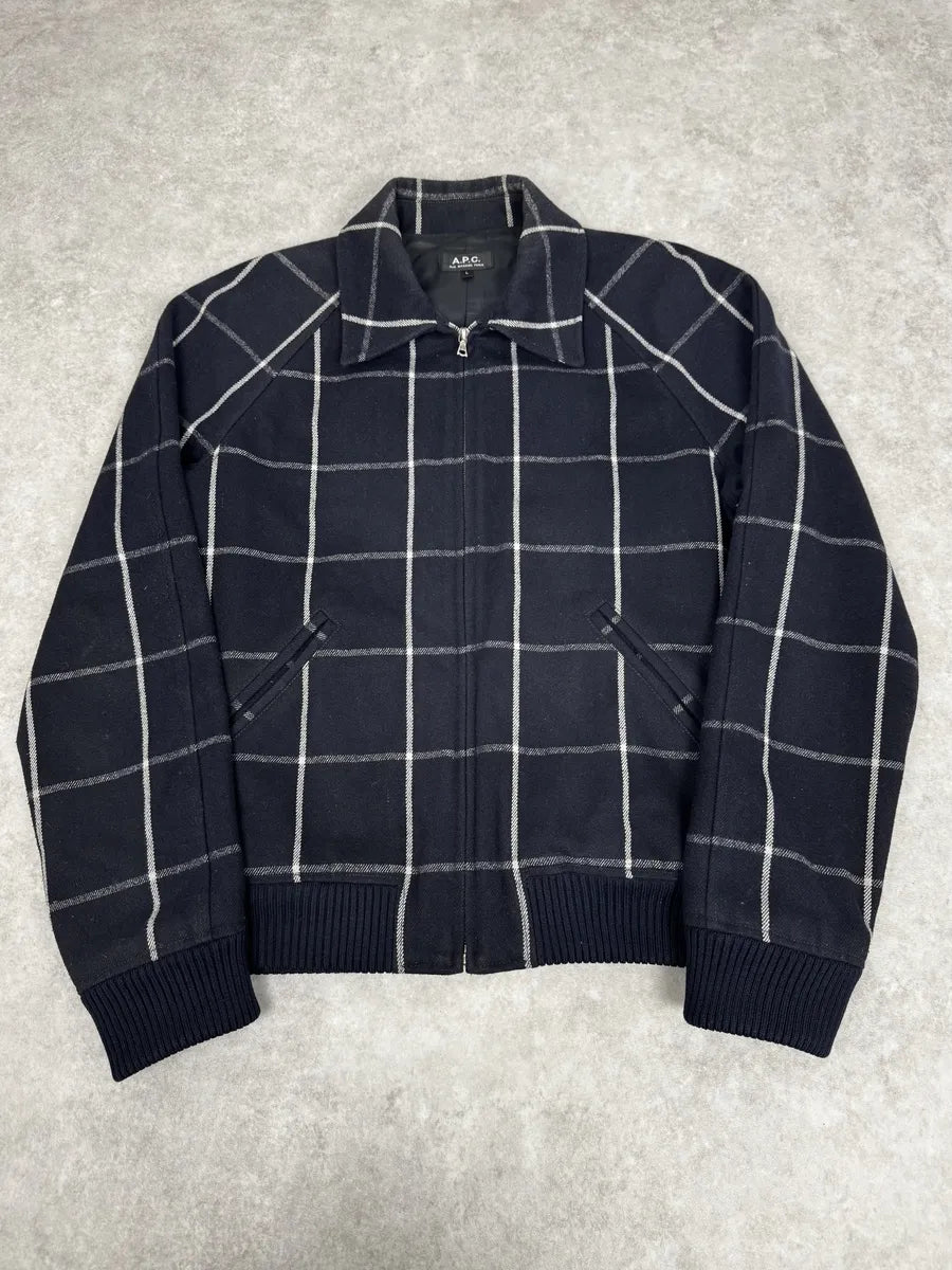 APC Navy Wool Checkered Jacket WKLZrzb 1
