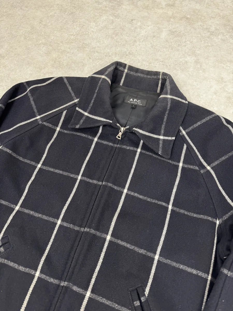 APC Navy Wool Checkered Jacket WKLZrzb 4