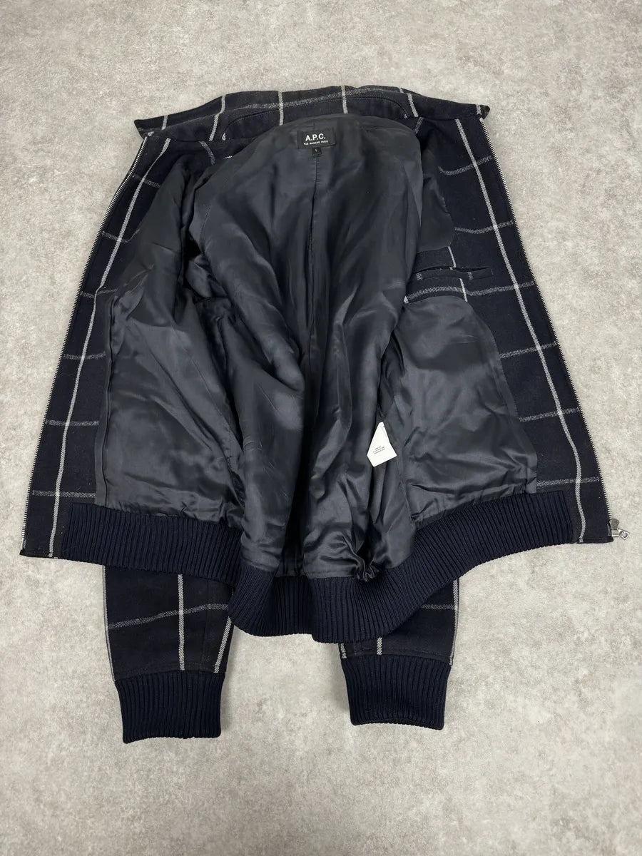 APC Navy Wool Checkered Jacket WKLZrzb 5