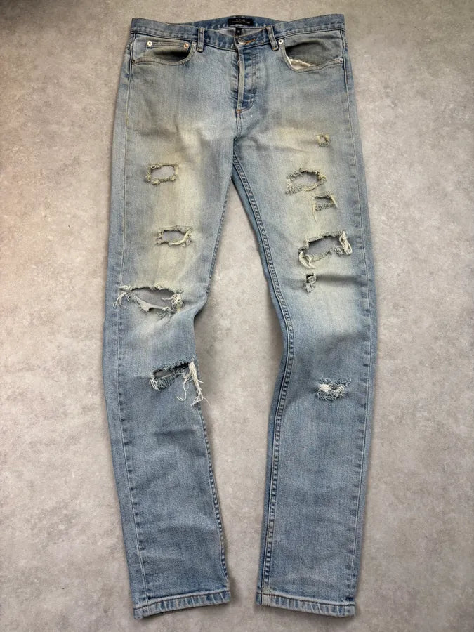 A.P.C. Slim Sunfaded Distressed Blue Denim Jeans cNUSIVP 0