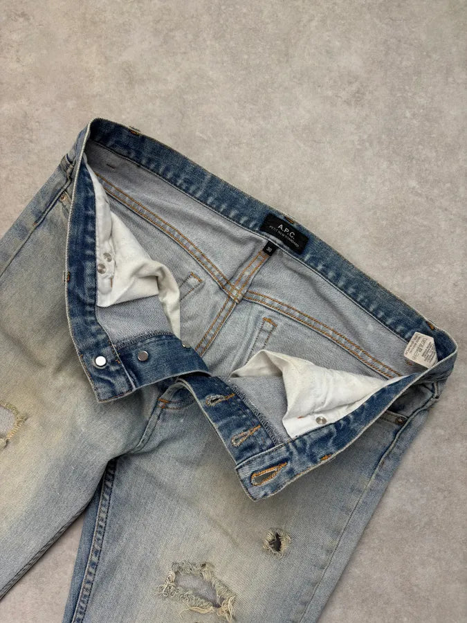 A.P.C. Slim Sunfaded Distressed Blue Denim Jeans cNUSIVP 9