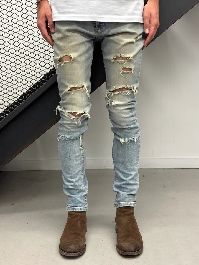 A.P.C. Slim Sunfaded Distressed Blue Denim Jeans cNUSIVP 1