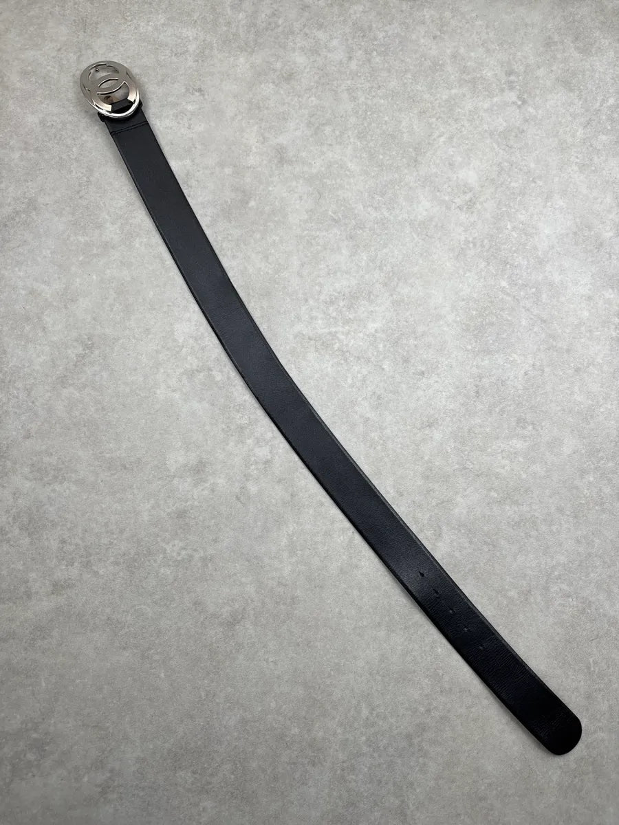 2010s Chanel Black Leather Double C Signature Oval Buckle Belt arZLOtgF 8