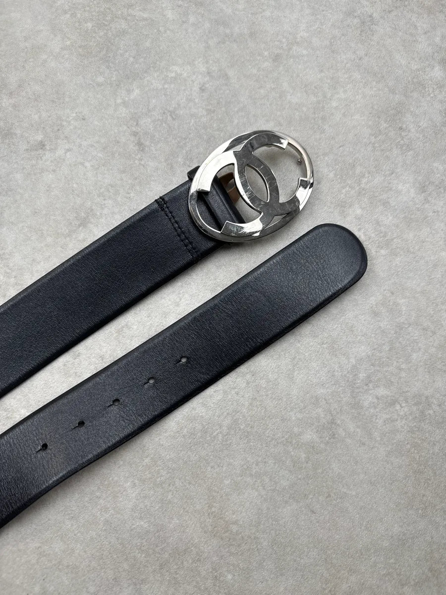 2010s Chanel Black Leather Double C Signature Oval Buckle Belt arZLOtgF 3