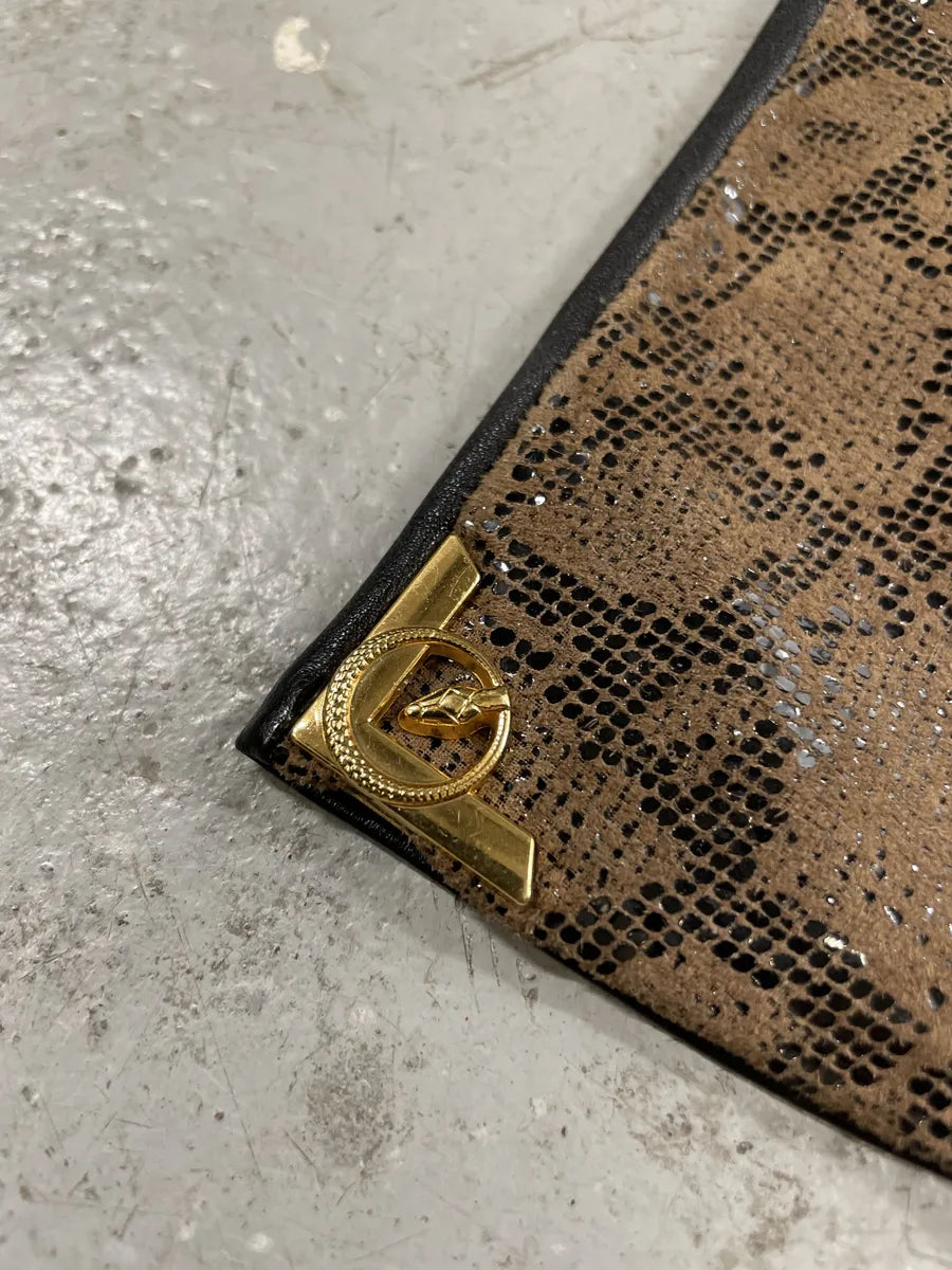 Archival Brown Python Effect Leather Gloves (OS) 3