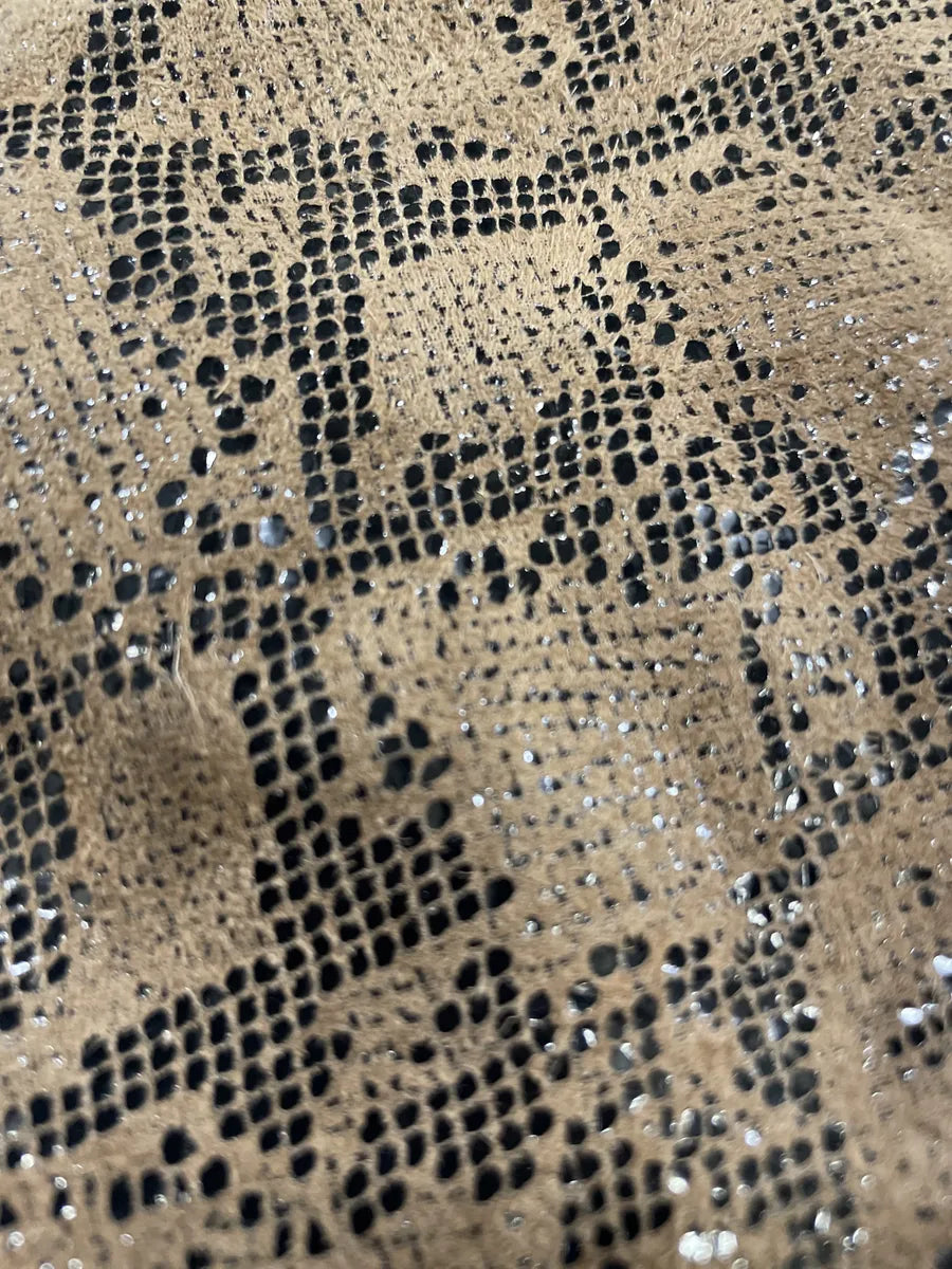 Archival Brown Python Effect Leather Gloves (OS) 4