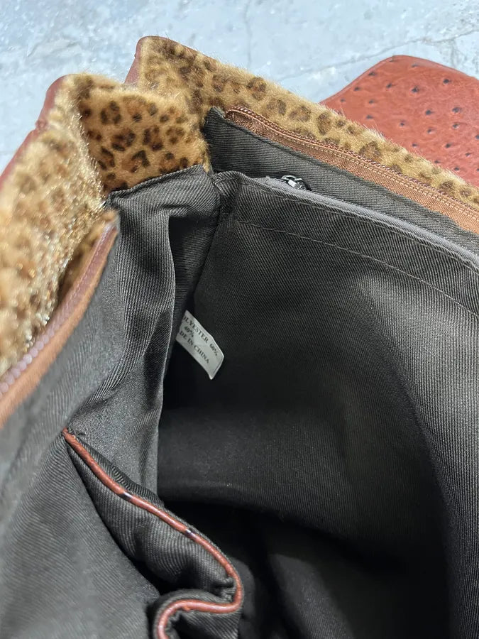 Archive Artisanal Brown Ostrich Embossed Leather Leopard Effect Bag (OS) wNOBnhG 8