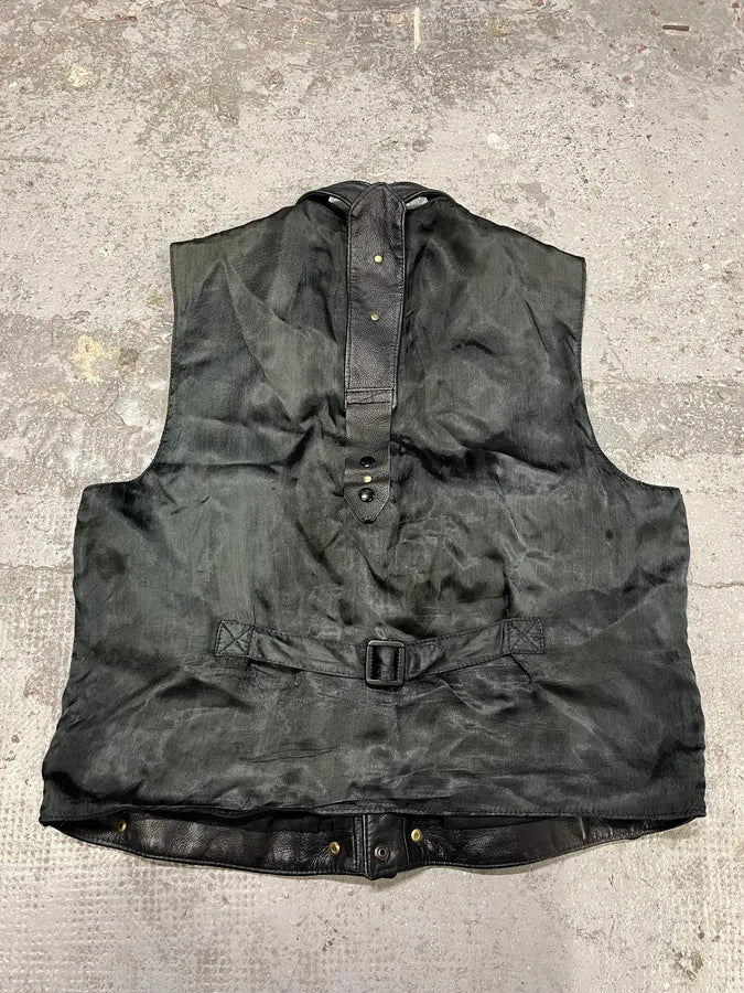 Archive Black Leather Avant-Garde Vest (M) mtAUtrs 10