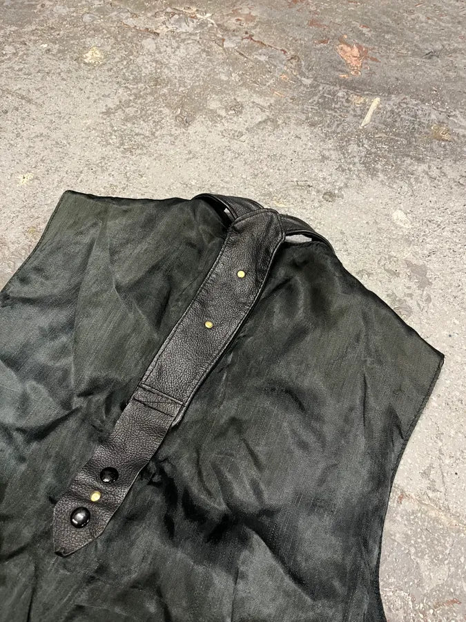 Archive Black Leather Avant-Garde Vest (M) mtAUtrs 11
