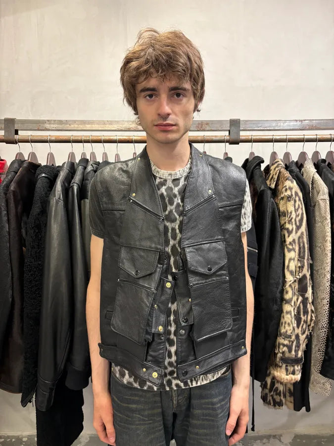 Archive Black Leather Avant-Garde Vest (M) mtAUtrs 2