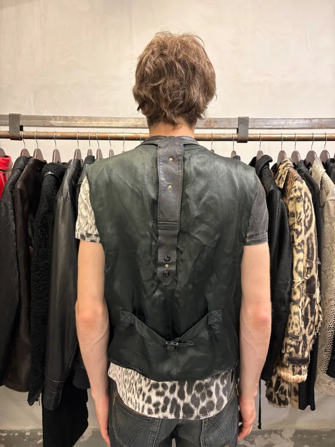 Archive Black Leather Avant-Garde Vest (M) mtAUtrs 3