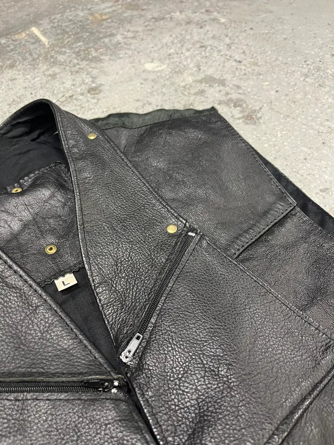 Archive Black Leather Avant-Garde Vest (M) mtAUtrs 6