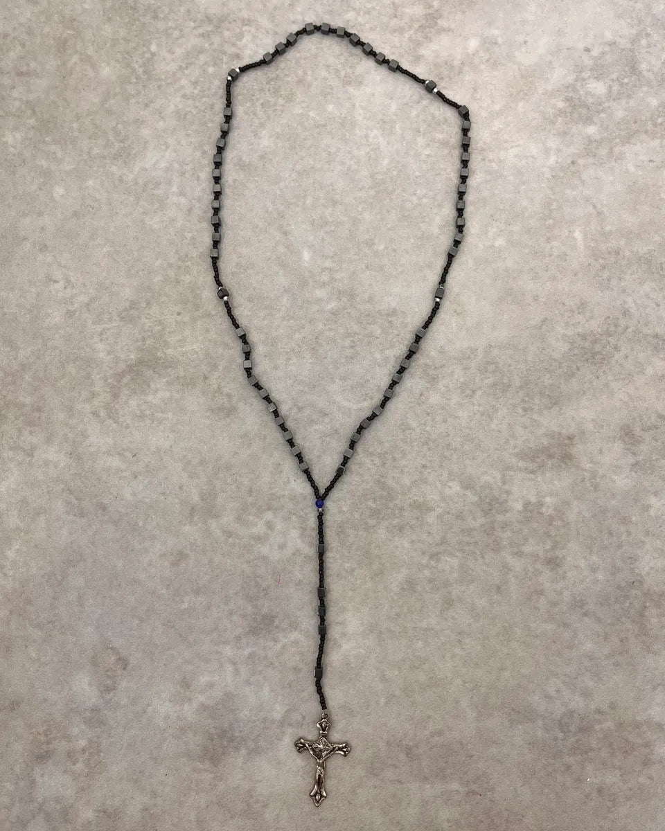 Archive Black Rosary Cross Necklace jmRsAZM 0