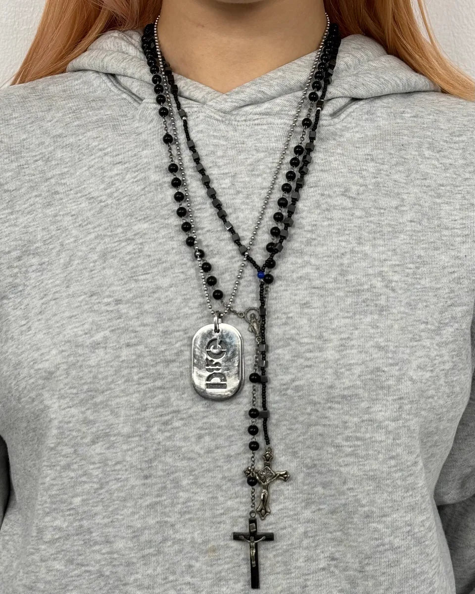 Archive Black Rosary Cross Necklace jmRsAZM 1