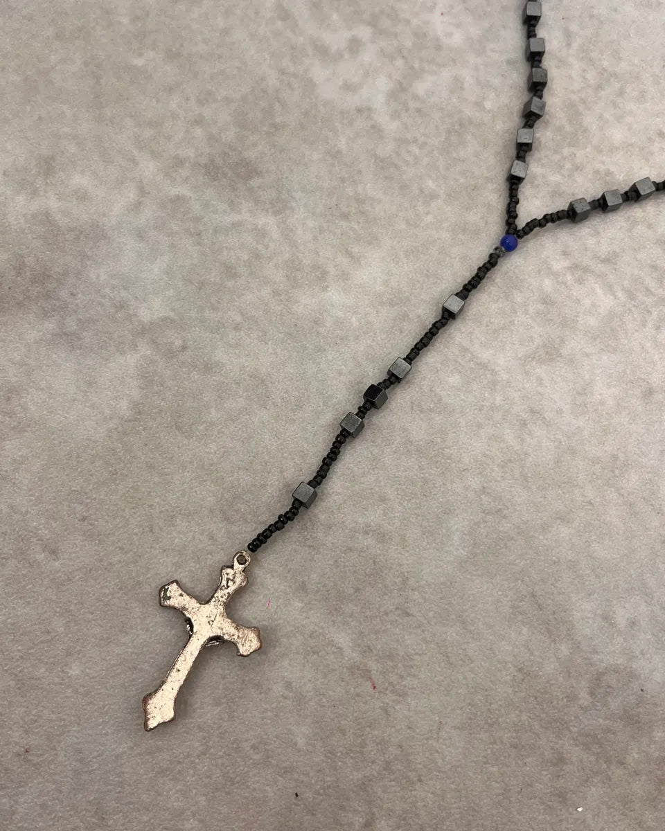 Archive Black Rosary Cross Necklace jmRsAZM 6