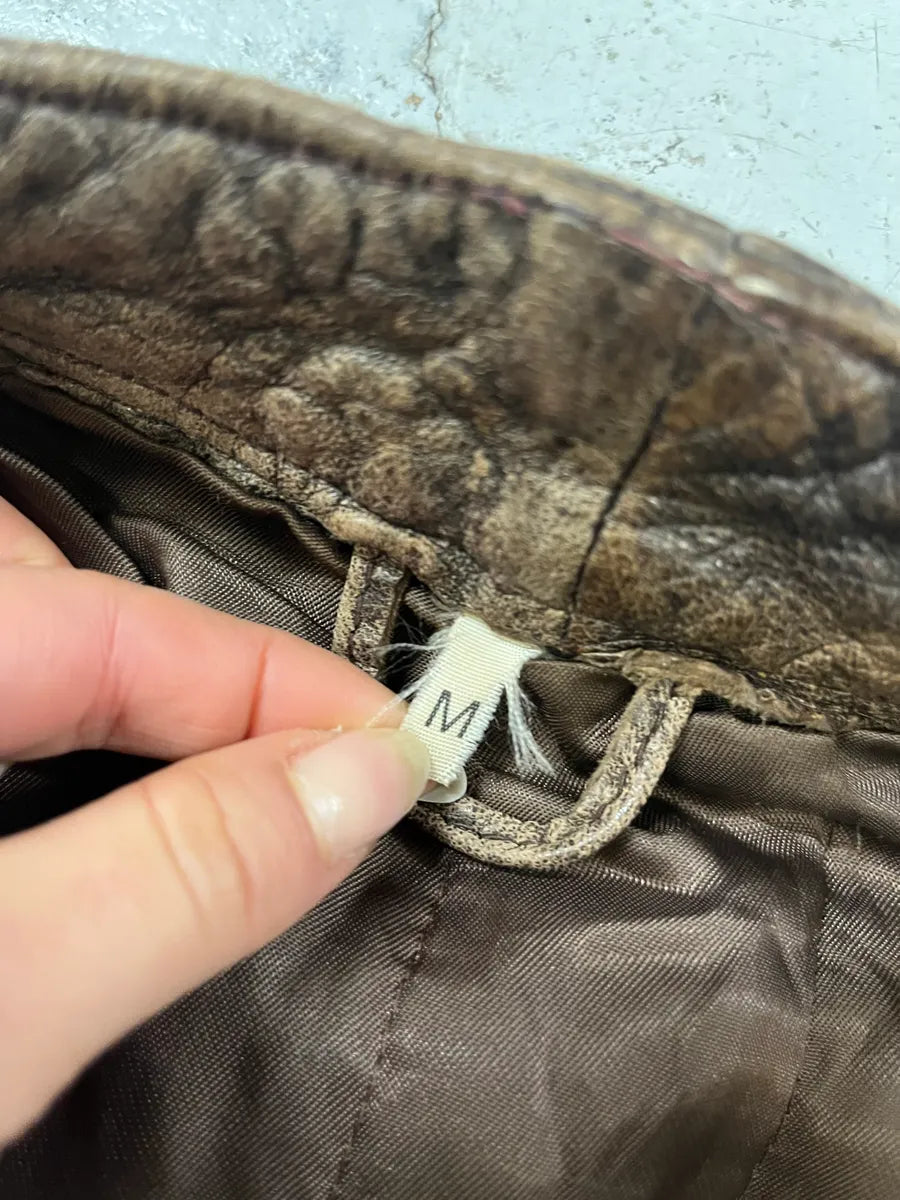 Archive Brown Eroded Leather Vest cOeshnf 7