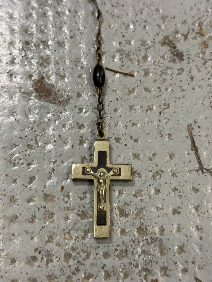 Archive Italian Black Beaded Cross Rosary FfHpern 2