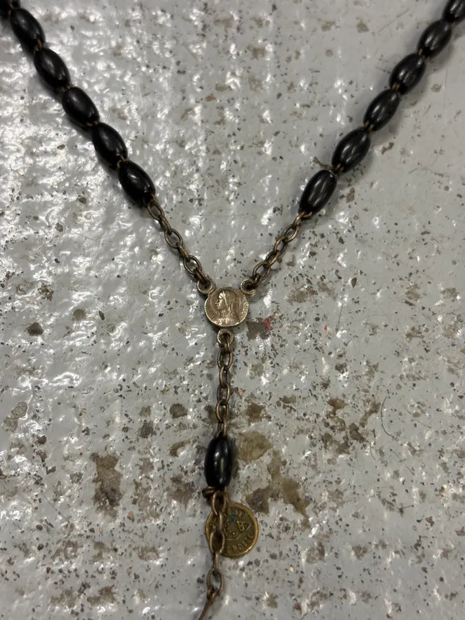Archive Italian Black Beaded Cross Rosary FfHpern 3