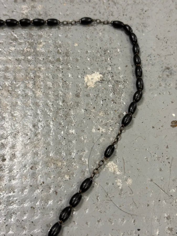 Archive Italian Black Beaded Cross Rosary FfHpern 5